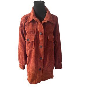 Zenana burt orange button shacket jacket size L